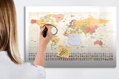 Quadro magnético para desenhar projeto de mapa-múndi