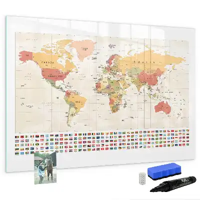 Quadro magnético para desenhar projeto de mapa-múndi