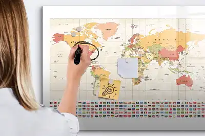 Quadro magnético para desenhar projeto de mapa-múndi