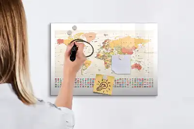 Quadro magnético para desenhar projeto de mapa-múndi