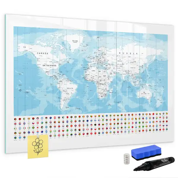 Mapa dos continentes quadro magnético para escrever