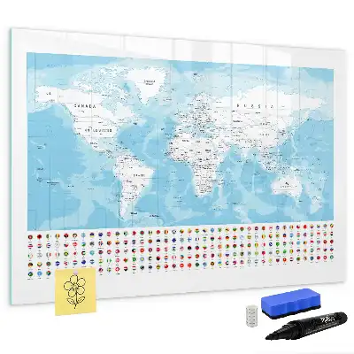 Mapa dos continentes quadro magnético para escrever
