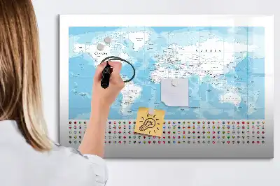 Mapa dos continentes quadro magnético para escrever