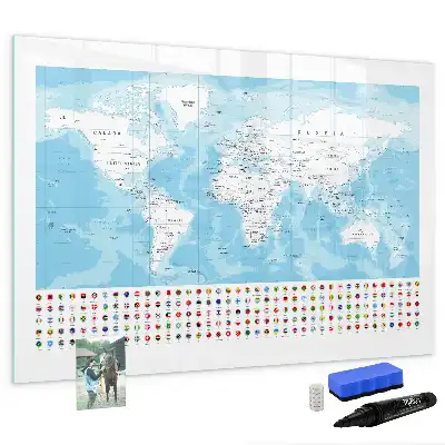 Mapa dos continentes quadro magnético para escrever
