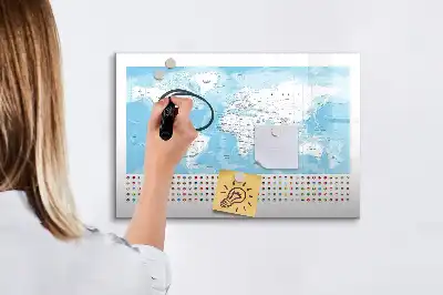 Mapa dos continentes quadro magnético para escrever