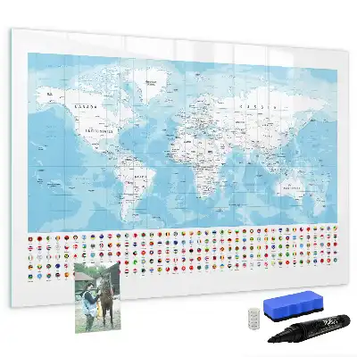 Mapa dos continentes quadro magnético para escrever