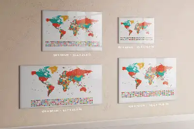 Quadro magnético para desenhar com estampa de mapa-múndi colorido