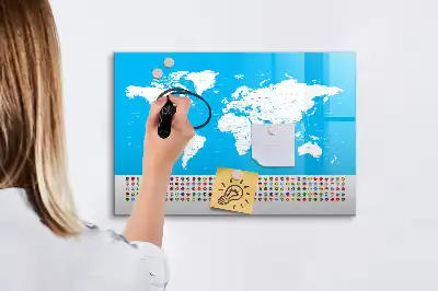 Quadro magnético para escrever mapa de contornos dos países