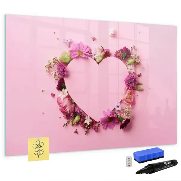 Quadro magnético para desenhar modelo coração de flores