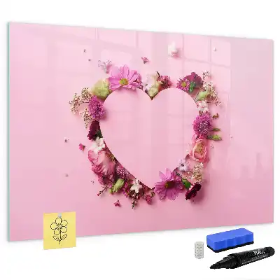 Quadro magnético para desenhar modelo coração de flores