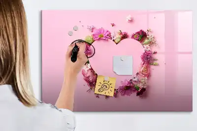 Quadro magnético para desenhar modelo coração de flores