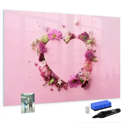 Quadro magnético para desenhar modelo coração de flores