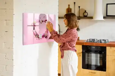 Quadro magnético para desenhar modelo coração de flores