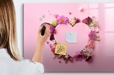 Quadro magnético para desenhar modelo coração de flores