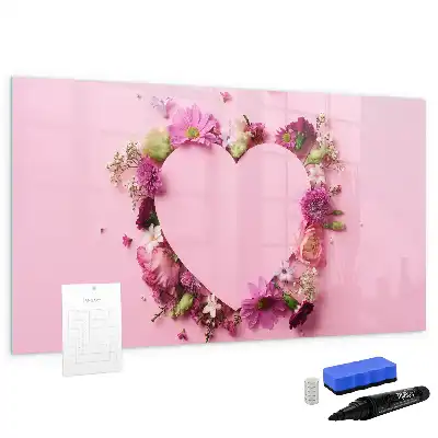 Quadro magnético para desenhar modelo coração de flores