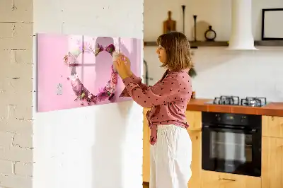 Quadro magnético para desenhar modelo coração de flores
