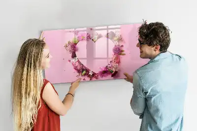 Quadro magnético para desenhar modelo coração de flores