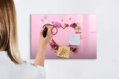 Quadro magnético para desenhar modelo coração de flores
