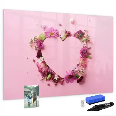 Quadro magnético para desenhar modelo coração de flores