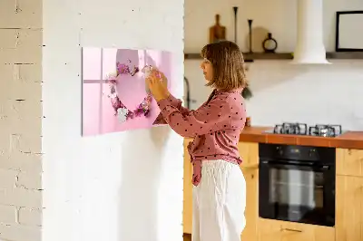 Quadro magnético para desenhar modelo coração de flores