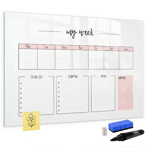 Quadro magnético para planejamento semanal planner para escrever