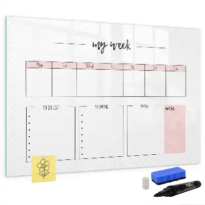Quadro magnético para planejamento semanal planner para escrever
