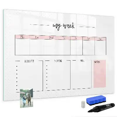 Quadro magnético para planejamento semanal planner para escrever