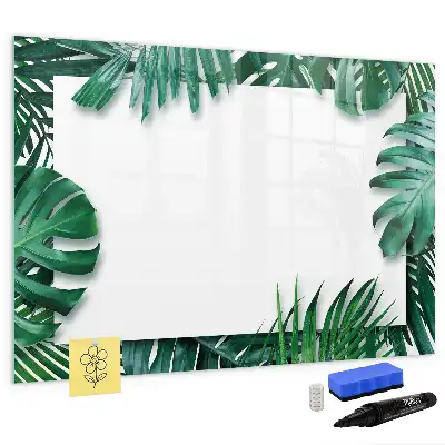 Quadro magnético para escrever estampa de folhas exóticas