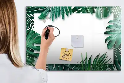 Quadro magnético para escrever estampa de folhas exóticas