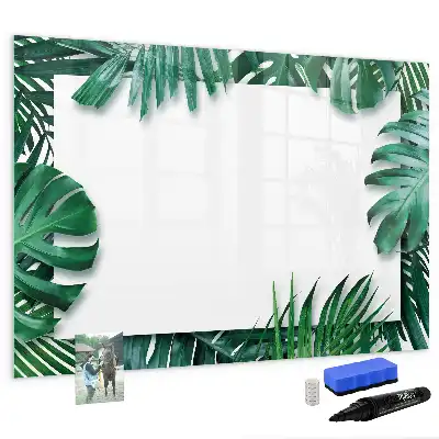 Quadro magnético para escrever estampa de folhas exóticas