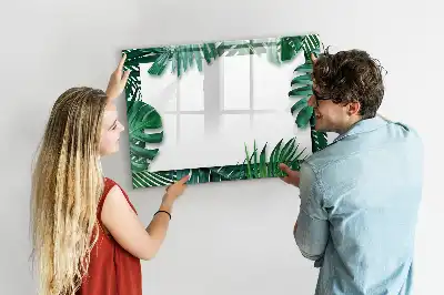 Quadro magnético para escrever estampa de folhas exóticas
