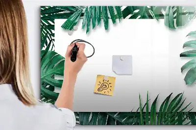 Quadro magnético para escrever estampa de folhas exóticas