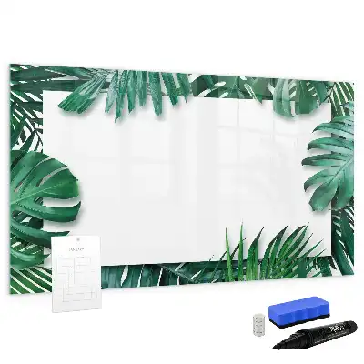 Quadro magnético para escrever estampa de folhas exóticas