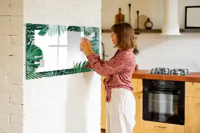 Quadro magnético para escrever estampa de folhas exóticas