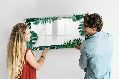 Quadro magnético para escrever estampa de folhas exóticas