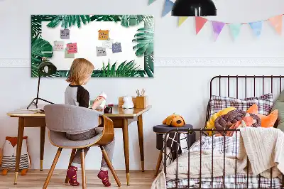 Quadro magnético para escrever estampa de folhas exóticas