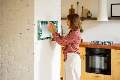 Quadro magnético para escrever estampa de folhas exóticas