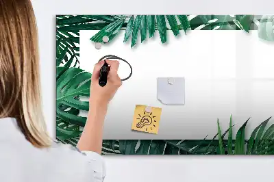Quadro magnético para escrever estampa de folhas exóticas