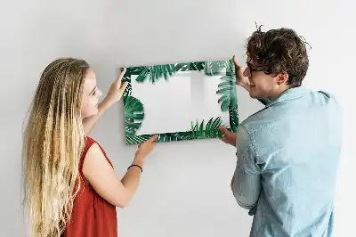 Quadro magnético para escrever estampa de folhas exóticas