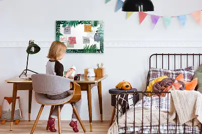 Quadro magnético para escrever estampa de folhas exóticas