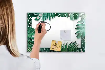 Quadro magnético para escrever estampa de folhas exóticas