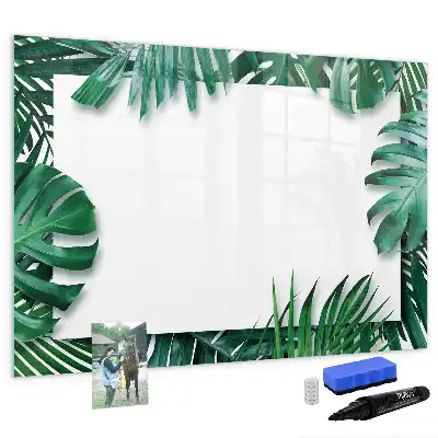 Quadro magnético para escrever estampa de folhas exóticas