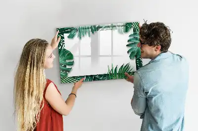 Quadro magnético para escrever estampa de folhas exóticas
