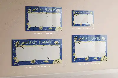 Quadro magnético para desenhar planner semanal temático cósmico