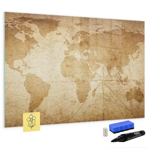 Quadro magnético mapa-múndi estilo vintage