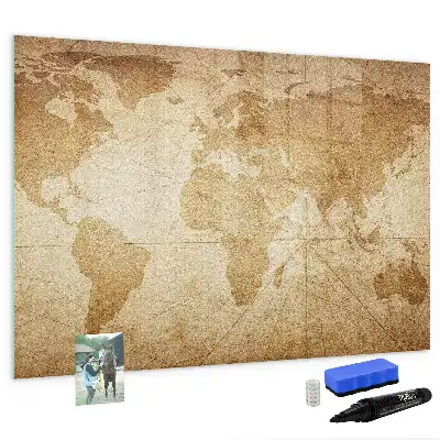 Quadro magnético mapa-múndi estilo vintage