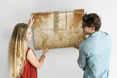Quadro magnético mapa-múndi estilo vintage
