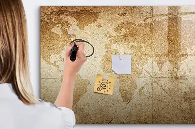 Quadro magnético mapa-múndi estilo vintage