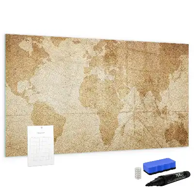 Quadro magnético mapa-múndi estilo vintage