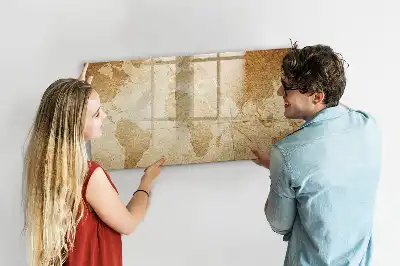 Quadro magnético mapa-múndi estilo vintage